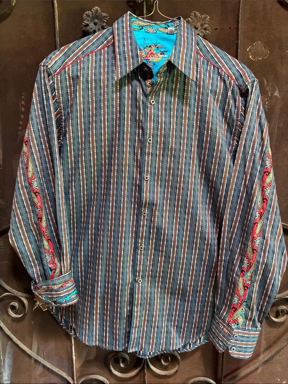Robert Graham Turquoise Embroidered Dress Shirt - Picture 2 of 4